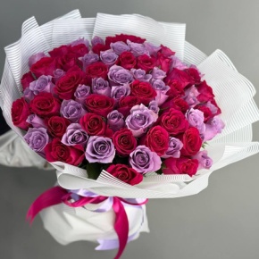 Букет 75 роз кения микс (40 см) в Москве