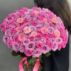 Букет из 101 розы микс Меритим и Аква и Софи Лорен (60 см) в Москве