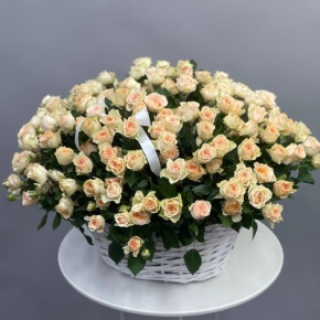 Композиция в корзине "Лана" из 51 кремовой кустовой розы в Москве