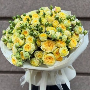 Букет "Сенди" из 21 лимонной кустовой пионовидной розы (60 см) в Москве