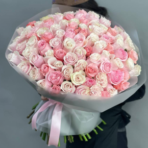 101 розовая роза Эквадор (60 см) в Москве