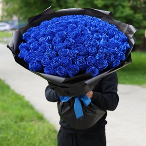 Букет из 101 синей розы Эквадор Lux (70 см) в Москве
