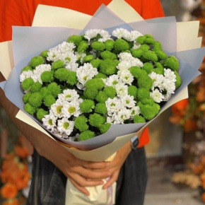 Букет "Сезам" из 21 хризантемы сантини микс в Москве