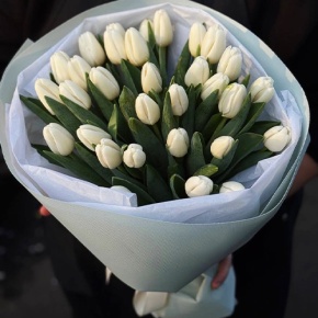 Букет из 31 белого тюльпана в Москве Букет из 31 белого тюльпана в Москве
