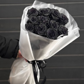 Букет "Черная королева" из 11 черных роз Эквадор (70 см) в Москве