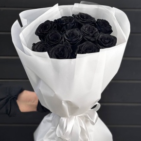 Букет "Черная королева" из 15 черных роз Эквадор (60 см) в Москве