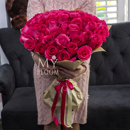 Букет 51 роза Эквадор Пинк Флоид (60 см) в Москве Букет 51 роза Эквадор Пинк Флоид (60 см) в Москве